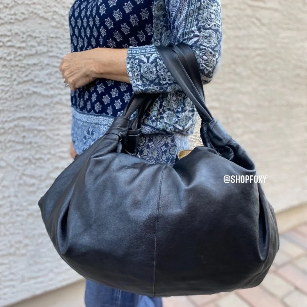 The Row Black Leather Slouchy Shoulder Bag - Picture 2 of 13